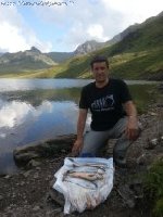 Melchsee frutt pesca in Svizzera con trote e salmerini con il tebo