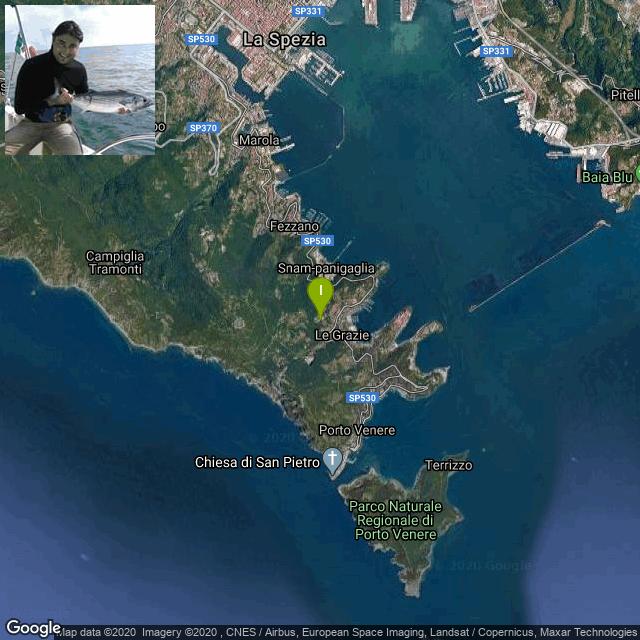 Il luogo di pesca. Lat: 44.067674 Long: 9.83021